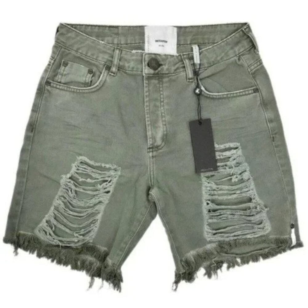 One Teaspoon Stevies Shorts Super Khaki Distressed Frayed Shorts Size 25